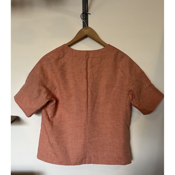 J Crew Coral Short Sleeve Linen Jacket Size 8 - Picture 4 of 8